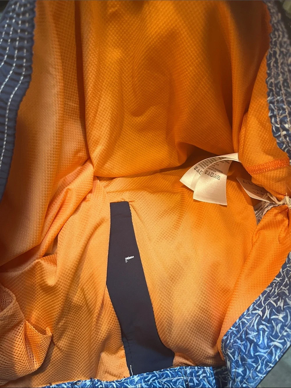 Tommy Bahama Navy Swim Board Shorts with Orange Accents